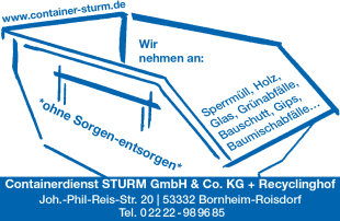 Containerdienst STURM – ohne Sorgen, entsorgen